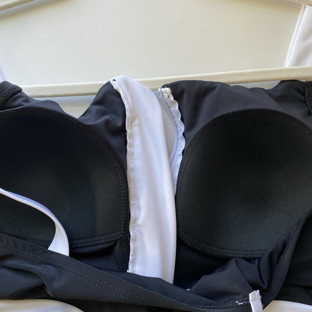 NWT Lands End Swim Dress Black And White One Piece Swimsuit Zip Front SZ M 10-12 - Picture 7 of 13